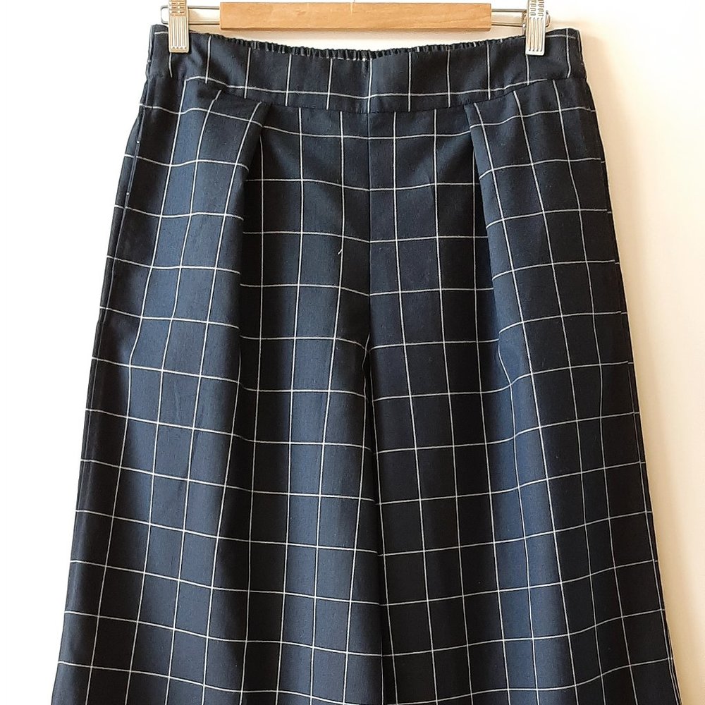 J. CREW Windowpane Wide Leg Crop Pants - Navy - Size 6